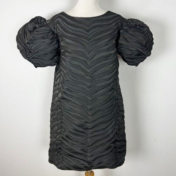 kate spade Dresses & Skirts - Kate Spade Black Textured Shift Dress Puff Sleeve Size 12 Women's
